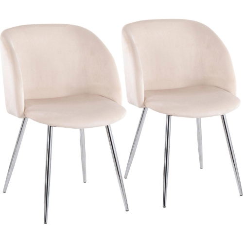 Fran Dining Chair in Cream Velvet & Chrome Metal (Set of 2)